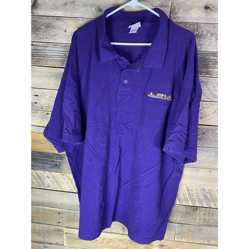 Red Oak Sportswear LSU Purple Polo Shirt Men's 2XL 100% Cotton Embroidered Logo